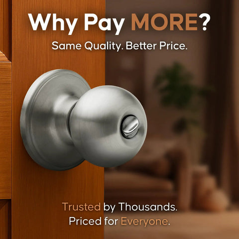 Privacy Interior Door Knob Set With Turn Button Lock No Keys Needed Heavy Duty Satin Stainless Reversible for home