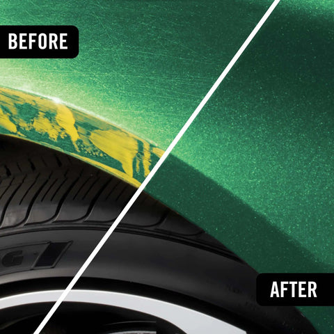 Before and after using Scratch Repair And Renew Car Polish For Scratches Swirl Marks Paint Transfer Headlight Oxidation And Water Spots
