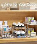 Total Game Changer Clear Three Tier Under Sink Organizer Two Pack with smooth glide finish, displaying lotions and supplements.