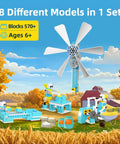 STEM Robot Building Kit With 570 Plus Pieces Motorized Farm Themed DIY Science Set, windmill and farm models