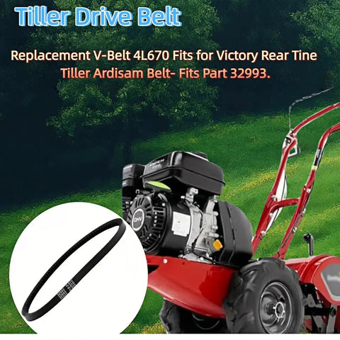 4L670 Replacement V Belt For Rear Tine Tillers Fits Part 32993 with heavy-duty red tiller
