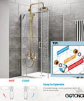 Antique Brass Shower Faucet With 8 Inch Rain Head And Handheld Spray Double Lever Handle Tub Spout Triple Function Wall Mount Bath Fixture Anti Rust Corrosion Resistant Built To Last installed in modern bathroom.