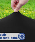 Elastic Fitted 6 Foot Rectangle Tablecloth 2 Pack No Slip Wraparound Edges For Outdoor Parties And Picnics Stretch Washable Polyester Spandex Cover In Black 30x72 Inches close-up of stretchy fabric