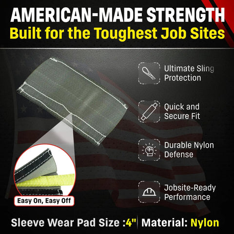Heavy Duty 4 Inch Nylon Sling Sleeve Wear Pad Crafted Stateside With Secure Hook And Loop Closure To Keep Flat Endless And Round Rigging Slings Slick And Saved From Scratches