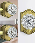 3 Pack Crystal Glass Door Knobs With Antique Brass Finish And Privacy Lock For Bedroom And Bathroom Interiors, Vintage Rosette Style Doorknobs With Heavy Duty Zinc Alloy Plates For A Classy Yet On Point Look