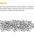 Top Shelf 200 Piece Pack Of Size Six By Half Inch Phillips Countersunk Flat Head Wood Screws Heavy Duty 304 Stainless Steel self tapping fasteners in a pile.
