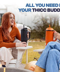 Two friends enjoying drinks from Heavy Duty 50oz Tumblers With Double Wall Insulation Keeps Drinks Ice Cold Or Piping Hot All Day Long.