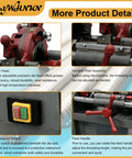 Kickass 110V Electric Pipe Threader Machine Cranks Out 1/2 To 2 Inch Npt Steel Copper Pipelines With Speedy Cutting Trimming Dies showing die head and waterproof switch.