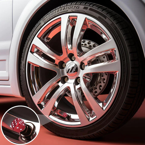 Dice Style Tire Valve Stem Caps With O Ring Universal Aluminum Alloy Dustproof Covers For Cars SUVs Trucks Motorcycles And Bicycles Red 4 Pack Easy Install Weather Resistant on a wheel