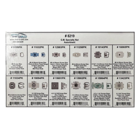 Image of 105 Piece GM Specialty Nut Assortment Kit For Automotive Body Panels And Trim 12 Types For Bumper Grill Fender
