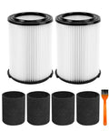 Go-To Universal Replacement Vacuum Filter Kit For Wet Dry Vacs 5-20 Gallon And 6-9 Gallon Models Includes 2 Filters 4 Foam Sleeves And 1 Cleaning Brush For Heavy Duty Suction And Easy Cleanup
