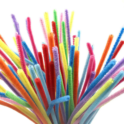 100 Pcs Chenille Pipe Cleaners In 10 Bright Colors For DIY Crafts And School Projects 6 Mm By 12 Inch Assorted Multicolor Stems For Creative Decorations, assorted colors