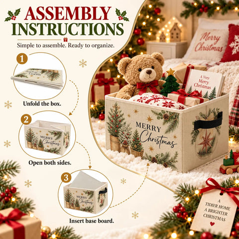 Assembly instructions for Kick Clutter To The Curb With This Foldable Christmas Tree Storage Bin that holds toys and decorations.
