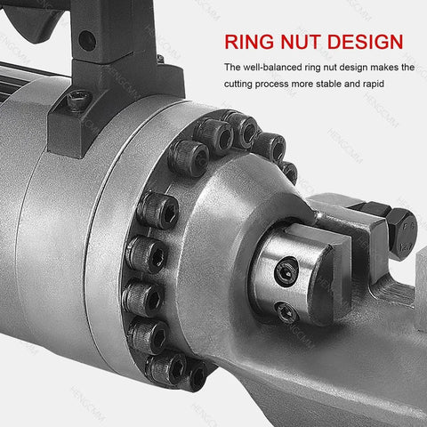 Close-up of ring nut design on Beast Mode Hydraulic Rebar Cutter Portable Edge Saw For Cutting Steel Bar From 4mm To 22mm In Seconds