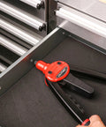 Heavy Duty Pop Rivet Gun 13 Inch Pro Hand Riveter With Automatic Rebound Spring in toolbox drawer, ready for DIY projects.