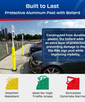 Heavy Duty Handicap Parking Sign Post With Self Righting Spring Hella Durable Aluminum Build handles minor collisions in parking lot.