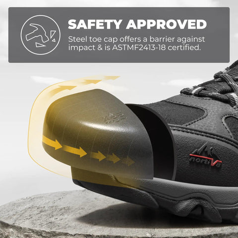 Waterproof Steel Toe Work Boots For Men With Slip Resistant Safety Industrial Design Durable Black Suede Membrane ASTM F2413 18 Toe Protection