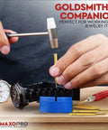 Person using Brass Drive Pin Punch Set 8 Piece Non Marring Punch Kit for Watch Repair Jewelry Making Gunsmithing Crafting 3.5 Inch Length.