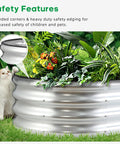Raised Garden Bed Kit With Galvanized Planter Boxes 2 Pack 4x2x1ft Easy Assembly Outdoor Garden Bed For Veggies Fruits And Flowers Includes Gloves Wrench And Galvanized Nuts And Bolts in garden with plants and cat nearby
