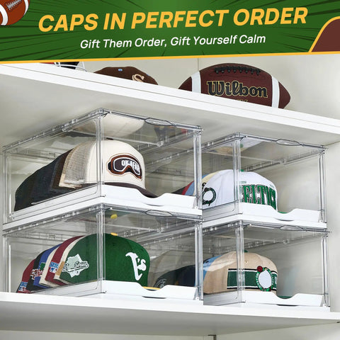 Stackable Hat Organizer Rack With Smooth Sliding Tray Keep Your Favorite Baseball Caps And Beanies Legit Tidy In This No Sweat 2 Pack For Cabinet Shelves
