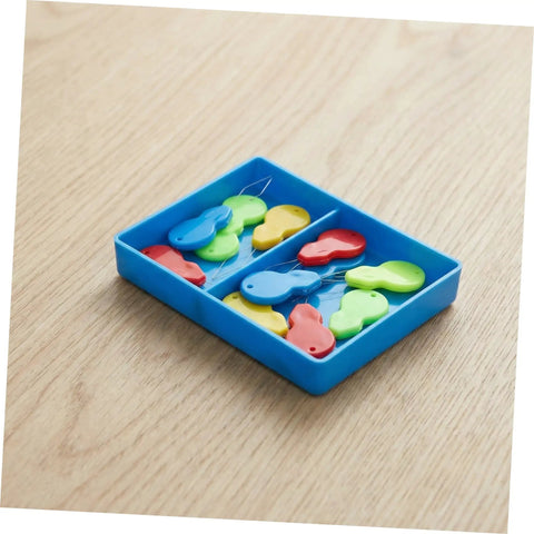 Portable Needle Threader Set For Hand Sewing And Machines Gourd Shaped Plastic Tool 100 Pcs Pack, blue tray with colorful threaders