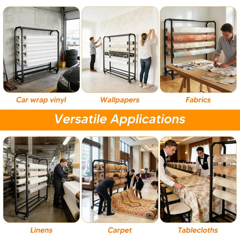 Adjustable Hanging Rod Bracket Floor To Ceiling Fabric Display for versatile fabric vinyl and wallpaper applications
