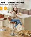 Woman sitting on bar stool using Beefed Up Heavy Duty 1000 Lbs Gas Lift Cylinder Replacement with dog nearby