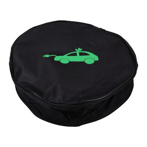 Black storage bag with green electric car logo for Plug And Play J1772 Level 1 Portable EV Charger Adjustable 6 To 16 Amps.