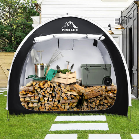Waterproof Bike Shed Tent For Two Bikes, 6.6Ft Outdoor Storage With Window Design used as garden tool storage with firewood