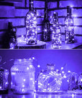 Battery Operated Copper Wire Fairy Lights 16.4Ft UV Black Light LED String With 50 LEDs illuminating bottles and jars in UV glow