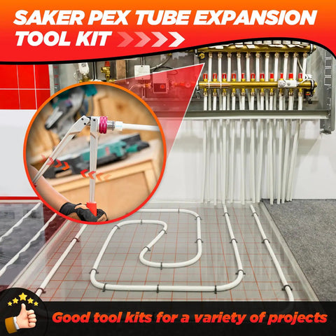 Beefed-Up PEX A Expansion Tool Kit With 1/2 Inch, 3/4 Inch, And 1 Inch Expansion Heads, Manual Expander For ASTM F1960 Fittings