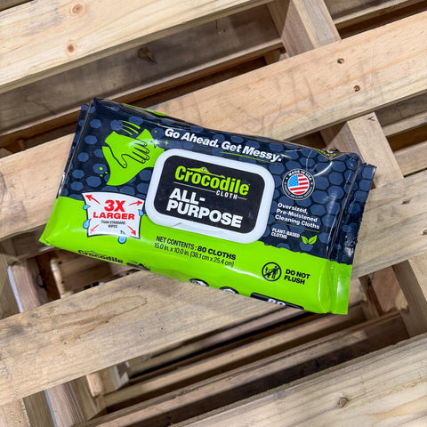All-Purpose Cleaning Wipes - Extra Large 15x10 Plant-Based Disposable Cloths pack on wooden background