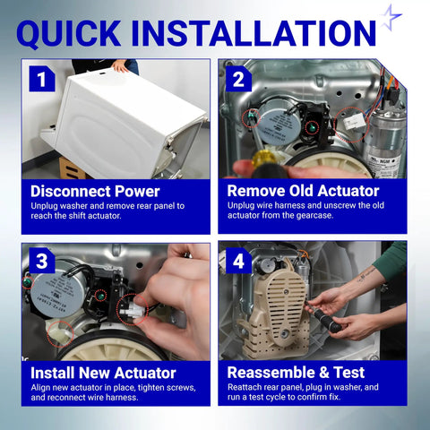 Quick installation guide for Washer Shift Actuator Replacement For Whirlpool Kenmore Washing Machines 49tyz-e120a1 W10913953