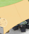 Waterproof Shade Sail 10 By 13 Ft Rectangular Sand Color UV Resistant for Outdoor Patio showing water-repellent surface and patio usage.
