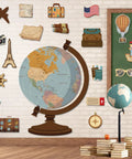 Travel Theme Bulletin Board Set With Vintage Globe Cutouts And World Map Decor For Classrooms Back To School Wall Display