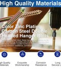 20 Pack Of 1/4-20 By 3 Inch Hanger Bolts In Rugged Carbon Steel Offer Rock Solid Connections When Screwing Into Wood, Perfect For Building Heavy Duty Furniture, Securing Deck Rails, Or Knocking Out Diy Woodworking Tasks With Ease. Color zinc plated double headed hanger bolts being installed.