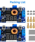 High Power Adjustable Buck Converter Module 5A 4-38V Input To 1.25-35V Output With 75W LED Display Copper Column DIY Voltage Regulator For Batteries And Automotive Projects 2 Pack with accessories