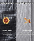 Double-sided black and silver 20 By 30 Ft Waterproof Heavy Duty Tarp With Eyelets And Reinforced Edges Reversible All Weather Shade
