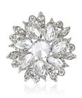 Blue Center Gem Rhinestone Flower Brooch For Women Eight Color Inlay Crystal Pins Jewelry Accessory For Office Party Casual Wear