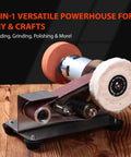 Super Slick Mini Belt Sander With Seven Adjustable Speed Settings For Knife Sharpening And Woodworking Or Light Metal Grinding No Fuss Compact Power Tool on wooden table