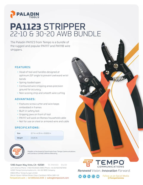 All In One Wire Stripper Bundle For 22-10 And 30-20 AWG With Ergonomic 22 Degree Handle Angle Spring Loaded Open Non Scoring Strip