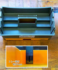 Heavy Duty Tool Tote With Hidden Full Length Drawer And Deep Compartments, Rust Resistant Plastic Toolbox For Paint Brushes