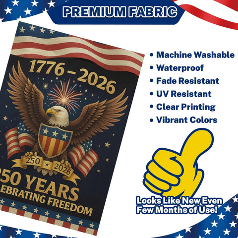 250th Anniversary USA Garden Flag For Outside 1776-2026 Patriotic Yard Sign Outdoor Banner Double Sided Waterproof 12x18