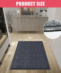 Front Door Mat 3 By 4 Ft Indoor Outdoor Entrance Rug with Non Slip Rubber Backing Heavy Duty Commercial Floor Mat in dark gray