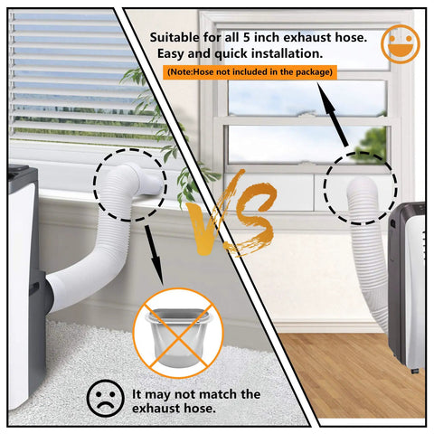 Comparison of Portable Air Conditioner Window Seal Kit 5 Inch Universal Vent for Exhaust Hose in different window settings