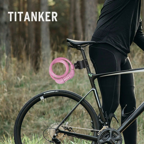 4 Foot Cable Bike Lock With Half Inch Resettable Combination And Mounting Bracket In Baby Pink for bicycle security on the go
