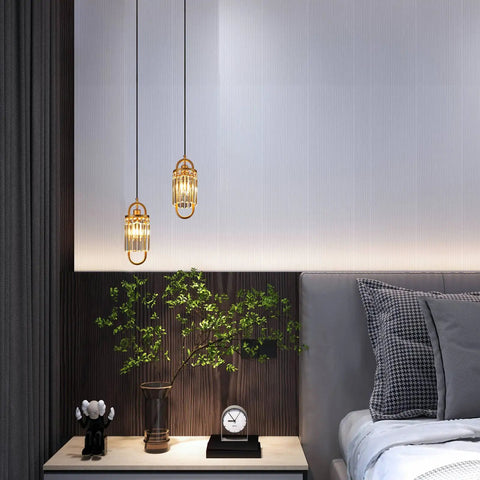 Three Pack Gold Crystal Pendant Lights Set for Kitchen Island and Hallway Sparkling Crystal Beads Easy Install Ceiling Hanging Fixtures