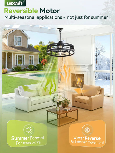 22 Inch Outdoor Ceiling Fan With Light For Patio And Pergola, Waterproof Gazebo Fan With Remote in living room setting