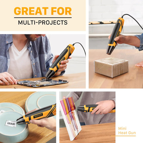 Dope Mini Heat Gun With Dual Temperature 500F And 842F in various crafting and DIY scenarios, long 4.9 ft cord visible