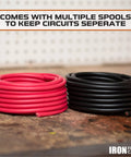 6 AWG Heavy Duty Battery And Automotive Wiring Kit, 2 Pack Of 25Ft CCA Primary Cables, red and black coils on spools